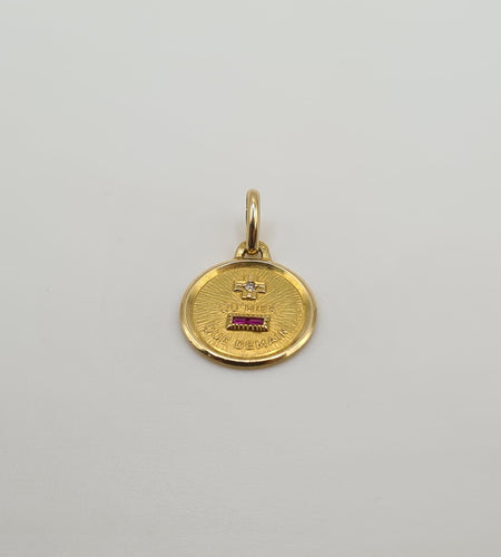 Pendentif Pendentif or jaune serti d’un diamant et rubis 58 Facettes