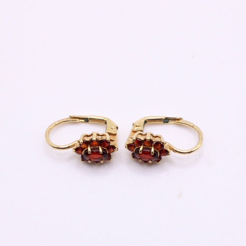 Boucles d'oreilles Boucles d’oreilles Fleurs de Grenats, or jaune 58 Facettes