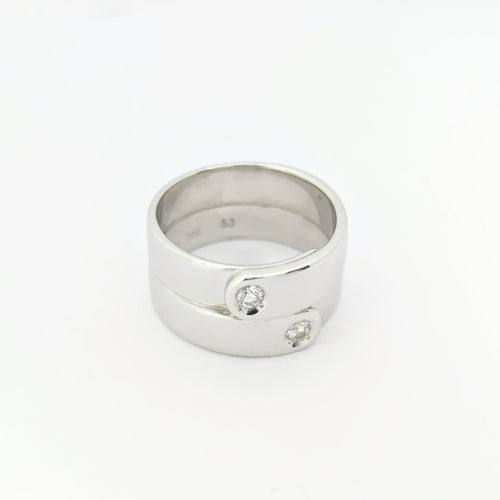 Bague 53 Bague Dinh Van or blanc et diamants 58 Facettes 29043