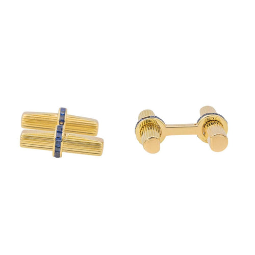 Boutons de manchette Van Cleef & Arpels - Boutons de manchette Or jaune Saphir 58 Facettes