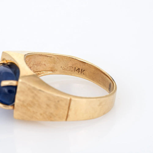 59 Bague saphir étoile de Ceylan naturel 5,30 ct en or 58 Facettes G12285