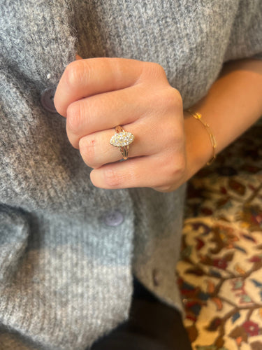 Bague 51 Antique yellow gold diamond ring 58 Facettes