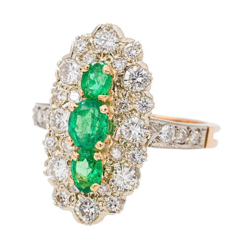 Bague 53 Bague Marquise Or jaune Emeraude 58 Facettes 2905294CN