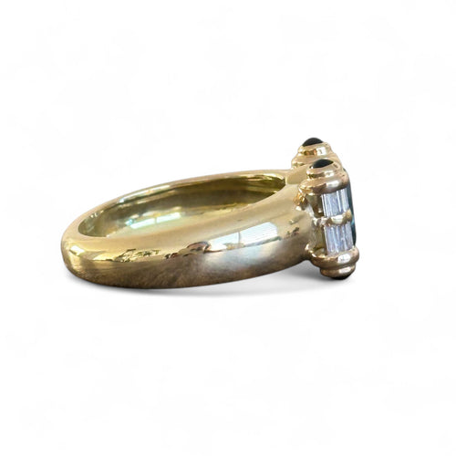 Bague 56 Bague rouleau saphirs et diamants en or jaune 58 Facettes 342