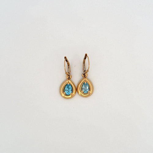 Boucles d'oreilles Dormeuses Or Jaune & Aqua Aura 58 Facettes