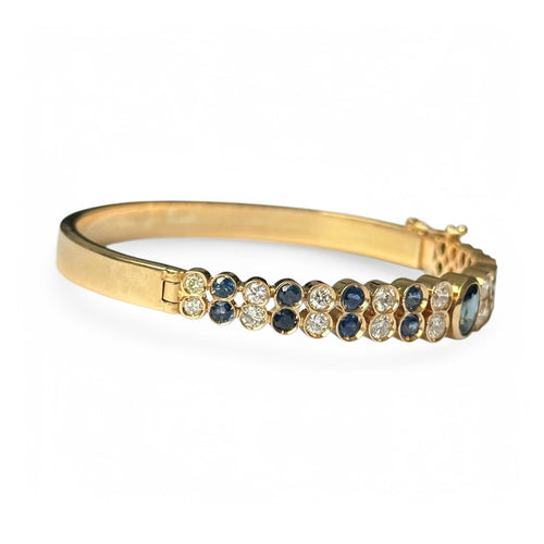 Bracelet Jonc or jaune, Serti de Saphirs et Diamants 58 Facettes 339