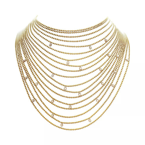 Collier Collier Cartier, "Draperie de Décolleté", or jaune, or blanc et diamants. 58 Facettes 34120