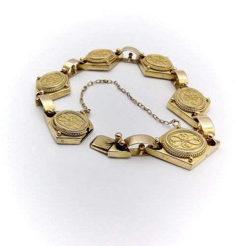 Bracelet Victorian 14K Gold Cannetille Etruscan Revival Bracelet 58 Facettes