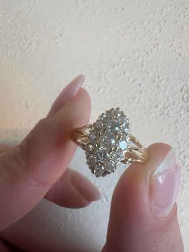 Bague 51 Antique yellow gold diamond ring 58 Facettes