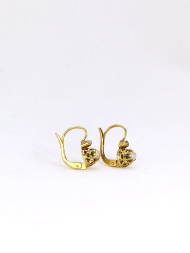 Boucles d'oreilles Dormeuses Napoléon III or perles 58 Facettes J271
