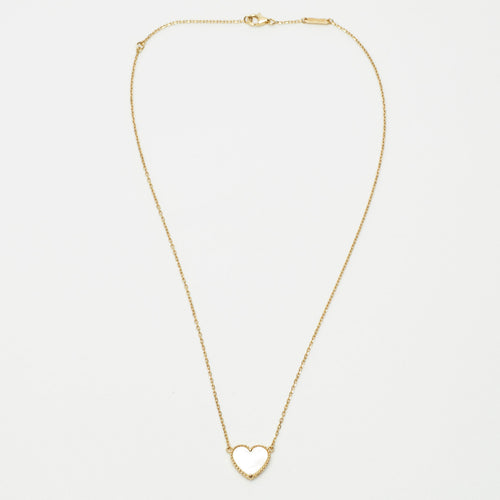Collier Van Cleef & Arpels - Collier Lucky Alhambra Heart or jaune - nacre blanche 58 Facettes vca-n-yg-hrt-mop