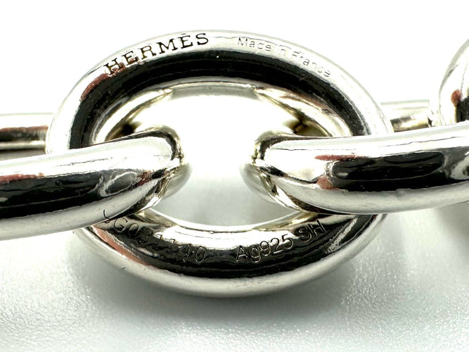 Collier HERMES. Collection Chaine d'ancre Parade, collier TGM en argent 58 Facettes