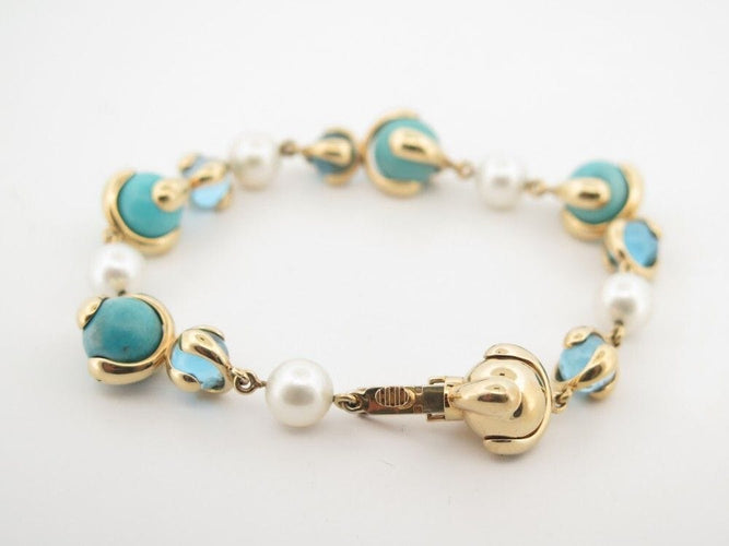Bracelet bracelet MARINA B cardan or jaune et pierres turquoises 58 Facettes 259151