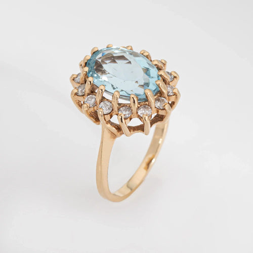 50 Bague diamant aigue-marine 4,50 ct vintage 58 Facettes G13369