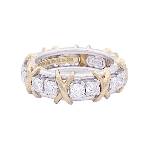 Bague 48 Bague Tiffany & Co. "Sixteen Stones Jean Schlumberger" or jaune, platine, diamants. 58 Facettes 33710