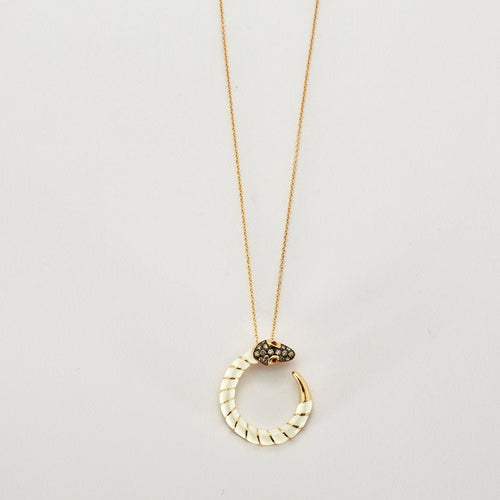 Collier Collier avec Pendentif Serpent en Émail Blanc avec Diamants et Rubis 58 Facettes 3247