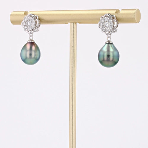 Boucles d'oreilles Boucles d'oreilles diamants et perles de Tahiti transformables 58 Facettes 24-186