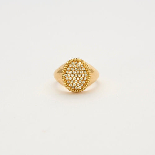 Bague 51 Bague chevalière en or jaune et diamants 58 Facettes