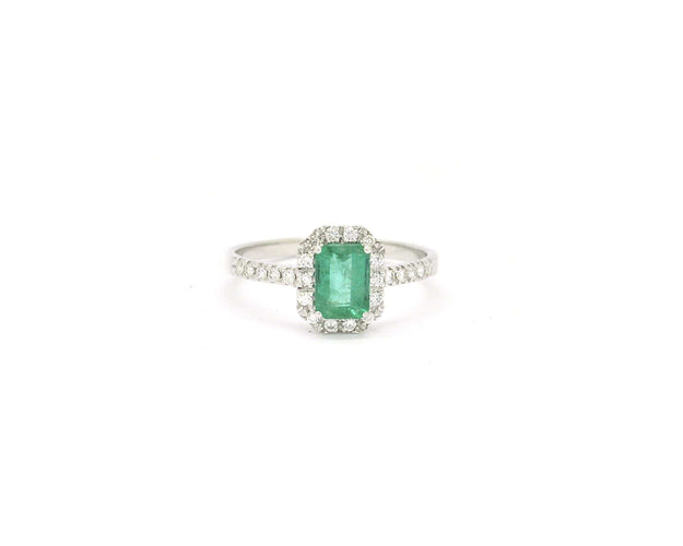 Bague Bague en or avec émeraude de Zambie de 1 ct et diamants 58 Facettes