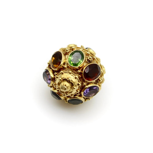 Pendentif Breloque lanterne vintage extra large en or 18 carats de style étrusque avec pierres incrustées 58 Facettes