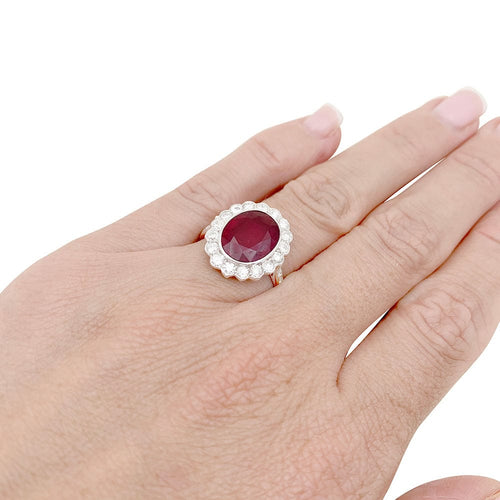 Bague 54 Bague Pompadour rubis, platine, or blanc, diamants. 58 Facettes 33832
