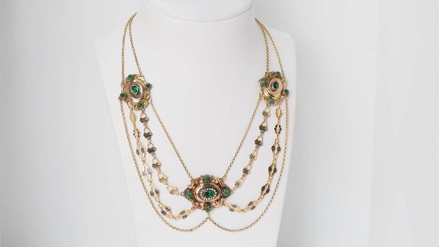 Collier Collier esclave du XIXème siècle en or émaillé et perles fines 58 Facettes 32174