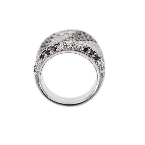 Bague 55 Bague bandeau diamants noirs et blancs 58 Facettes 25639