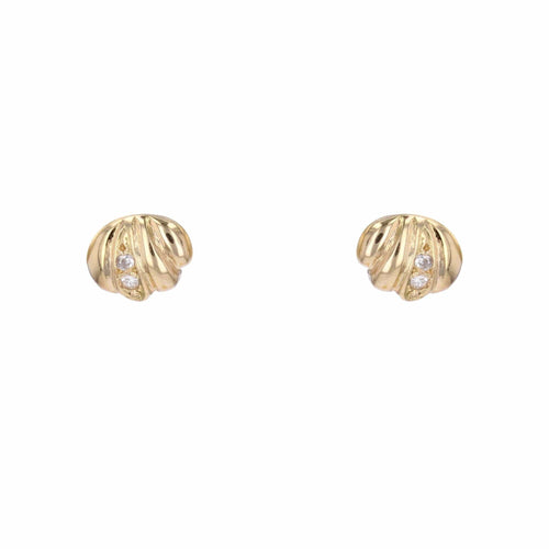 Boucles d'oreilles Puces d'oreilles or jaune godronné diamants 58 Facettes 16-311B