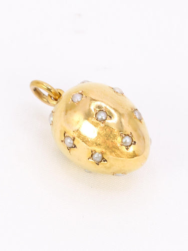 Pendentif Pendentif œuf or jaune perles fines 58 Facettes 1140.3