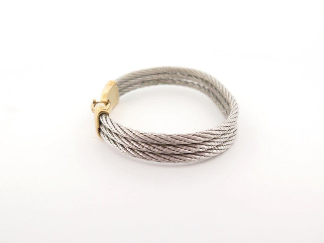Bracelet vintage bracelet FRED force 10 cable 24 cm acier et or jaune 58 Facettes 261952