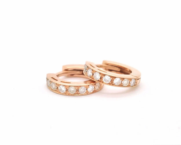 Boucles d'oreilles Boucles d'oreilles créoles en or rose avec diamants 58 Facettes 8299