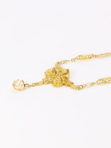 Collier Collier Art Nouveau maille filigrane or jaune perles fines 58 Facettes 1108.2