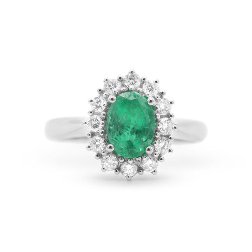 Bague Bague en or blanc avec émeraude de Colombie 58 Facettes