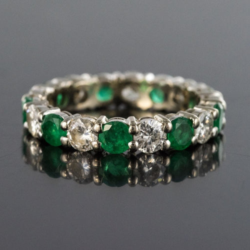 Bague 56 Alliance diamants émeraudes 58 Facettes 15-378-56