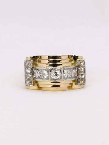 Bague 60 Bague tank or jaune diamants 58 Facettes J374