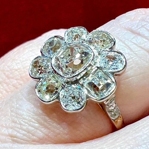 Bague 52 Bague Diamants taille coussin taille ancienne 3,40 carats, or 18 carat , Époque XIXe siècle 58 Facettes 7344 A