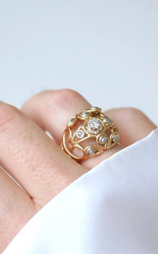 Bague 49.5 Bague Boule cocktail fil or rose riamants 58 Facettes