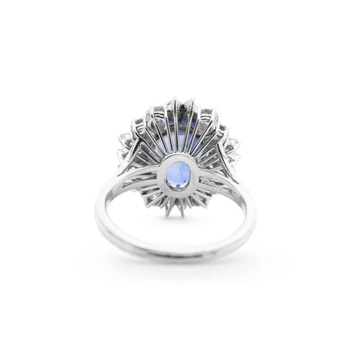 Bague Bague en or blanc avec saphir de Birmanie sans chaleur et diamants 58 Facettes