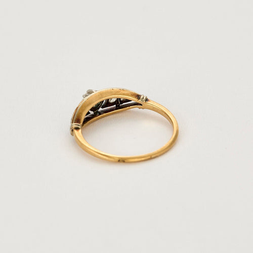 Bague 50,5 Fine bague or jaune et gris et diamants 58 Facettes DRE15742