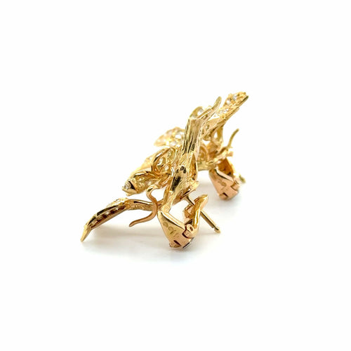 Boucles d'oreilles Boucheron - Boucles d’oreille « Fleur » Or jaune et Diamants 58 Facettes 3007/22