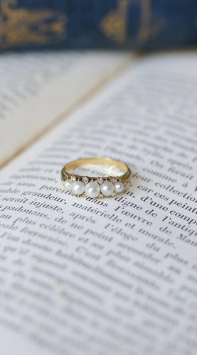 Bague 53 Bague jarretière perles et diamants 58 Facettes
