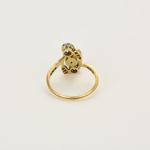 Bague 56 Bague Belle Epoque or jaune et gris et diamants 58 Facettes LOR3543