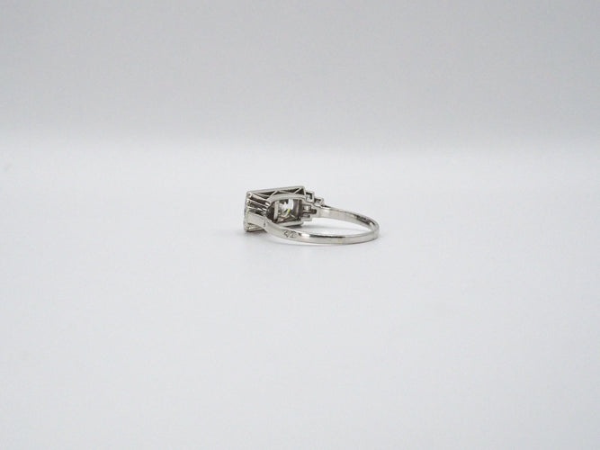 Bague 57 Bague Art Déco Platine Diamants 58 Facettes 4530