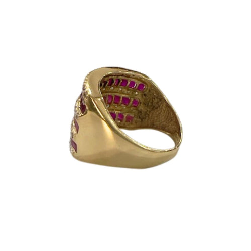 Bague SORTIJA DE DISEÑO CONTEMRPORÁNEO SIGLO XX de ORO 18 kts con DIAMANTES y RUBI 58 Facettes Q252B
