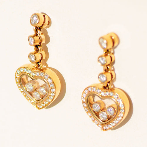 Boucles d'oreilles Boucles d'oreilles puces Chopard « Happy Diamonds » en or jaune 18 carats | Diamants 0,91 ct 58 Facettes 3285