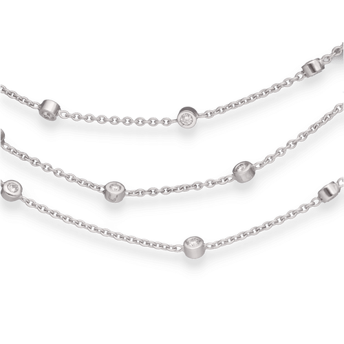 Collier Sautoir en or gris 18K – 80 cm – 2,50 ct de diamants brillants G-VS 58 Facettes