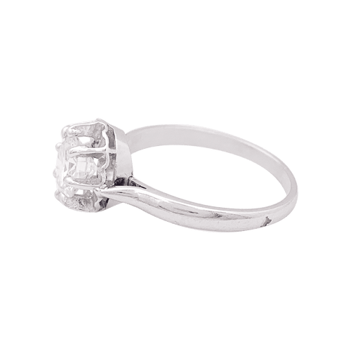 55 Bague solitaire platine, diamant. 58 Facettes 34159