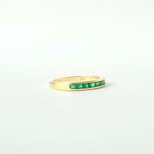 Bague 55 Demi-alliance Or et émeraudes 58 Facettes