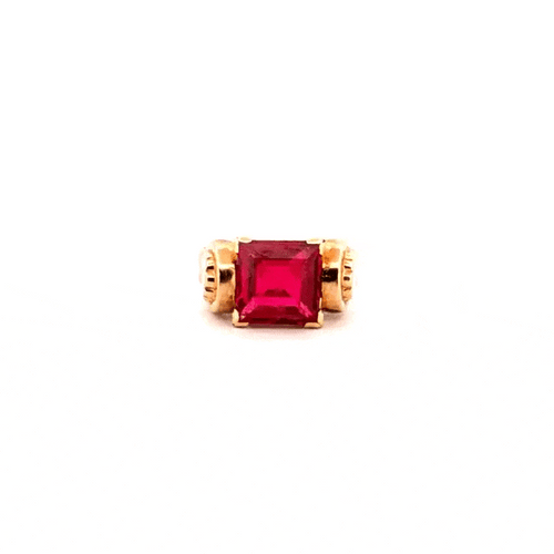 Bague 50 Chevalière Art Déco Or Jaune 18k & Rubis 58 Facettes