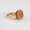 Antique Victorian Fire Opal Ring Rose Cut Diamond Cluster 14k Yellow Gold Halo 58 Facettes G14047